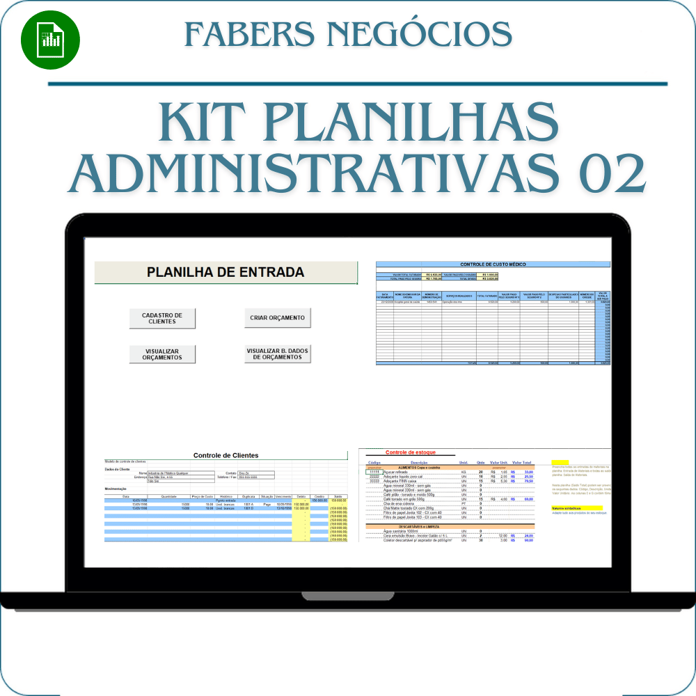 Kit de Planilhas Administrativas 02 em Excel