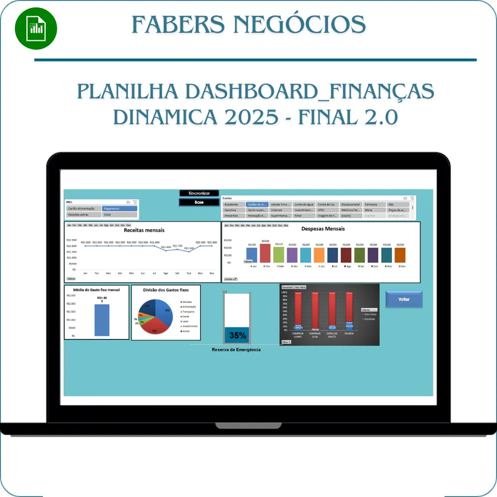 Planilha Dashboard finanças dinâmica 2025 - Final 2.0