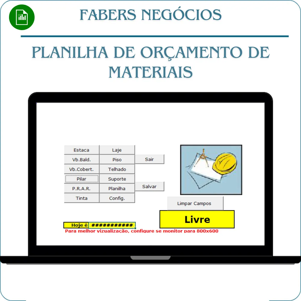 Planilha orçamento de materiais para obra civil completo em Excel