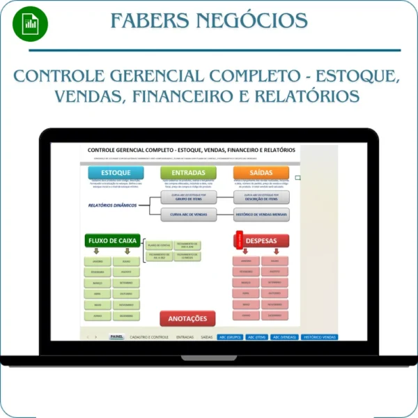 Planilha Controle Gerencial Completo – Estoque, Vendas, Financeiro e Relatórios (Excel)