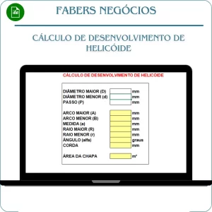 Planilha Cálculo de Desenvolvimento de Helicoide em Excel