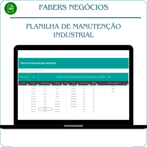 Planilha de manutenção industrial