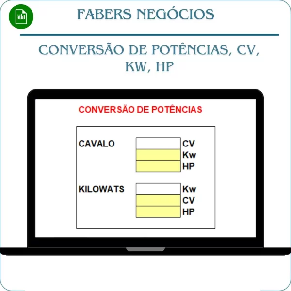 Planilha de conversão de CV, HP, KW