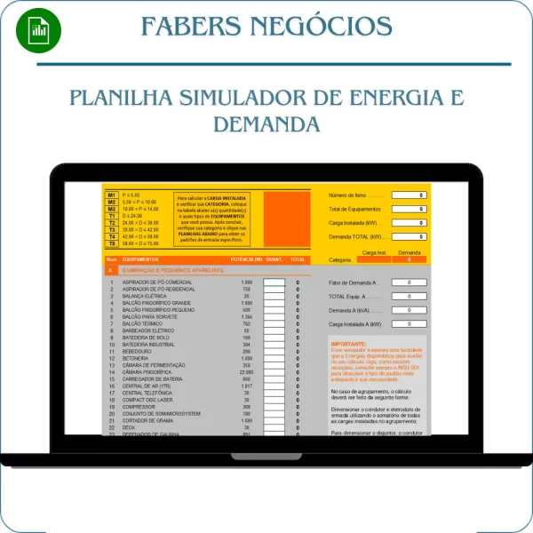 Planilha de Cálculo_Simulador de Energia e demanda em Excel