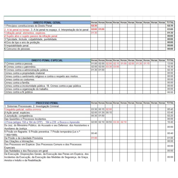 Planilha Programa de Estudo Pessoal em Excel - Imagem 4