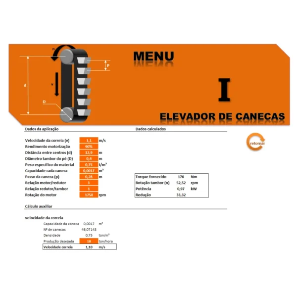 Planilha de Cálculo Acionamentos em Excel - Imagem 2