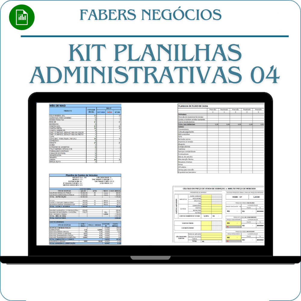 Kit de Planilhas Administrativas 04 em Excel