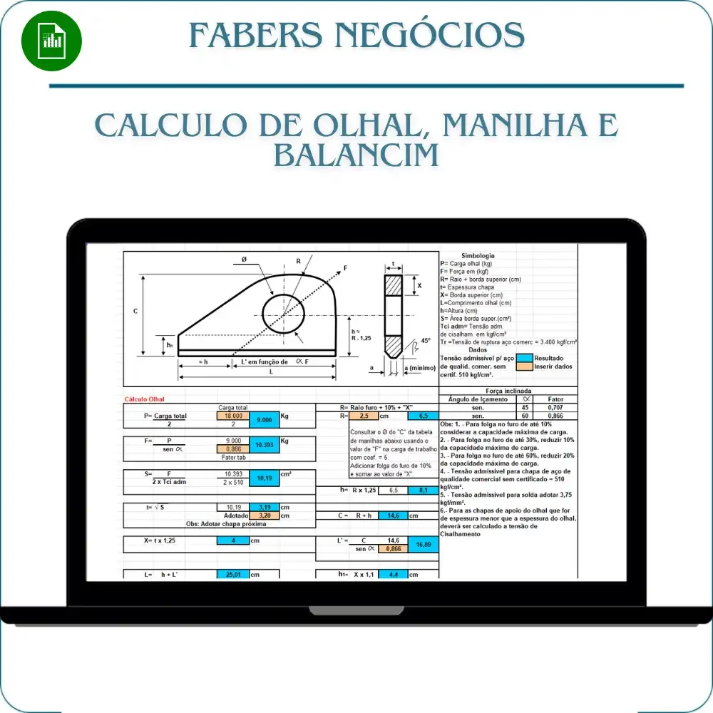 Planilha Cálculo da espessura de parede de tubos em Excel