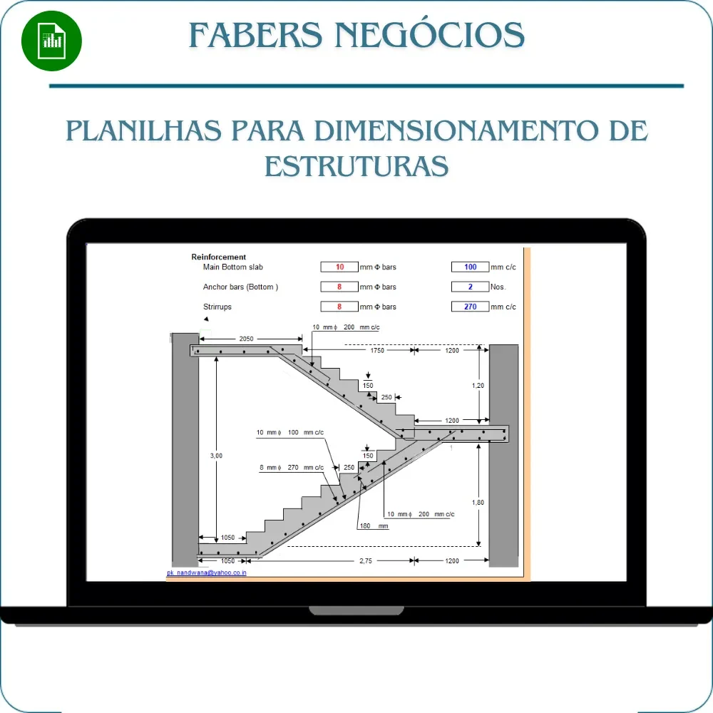 Planilha de escada de dois lances