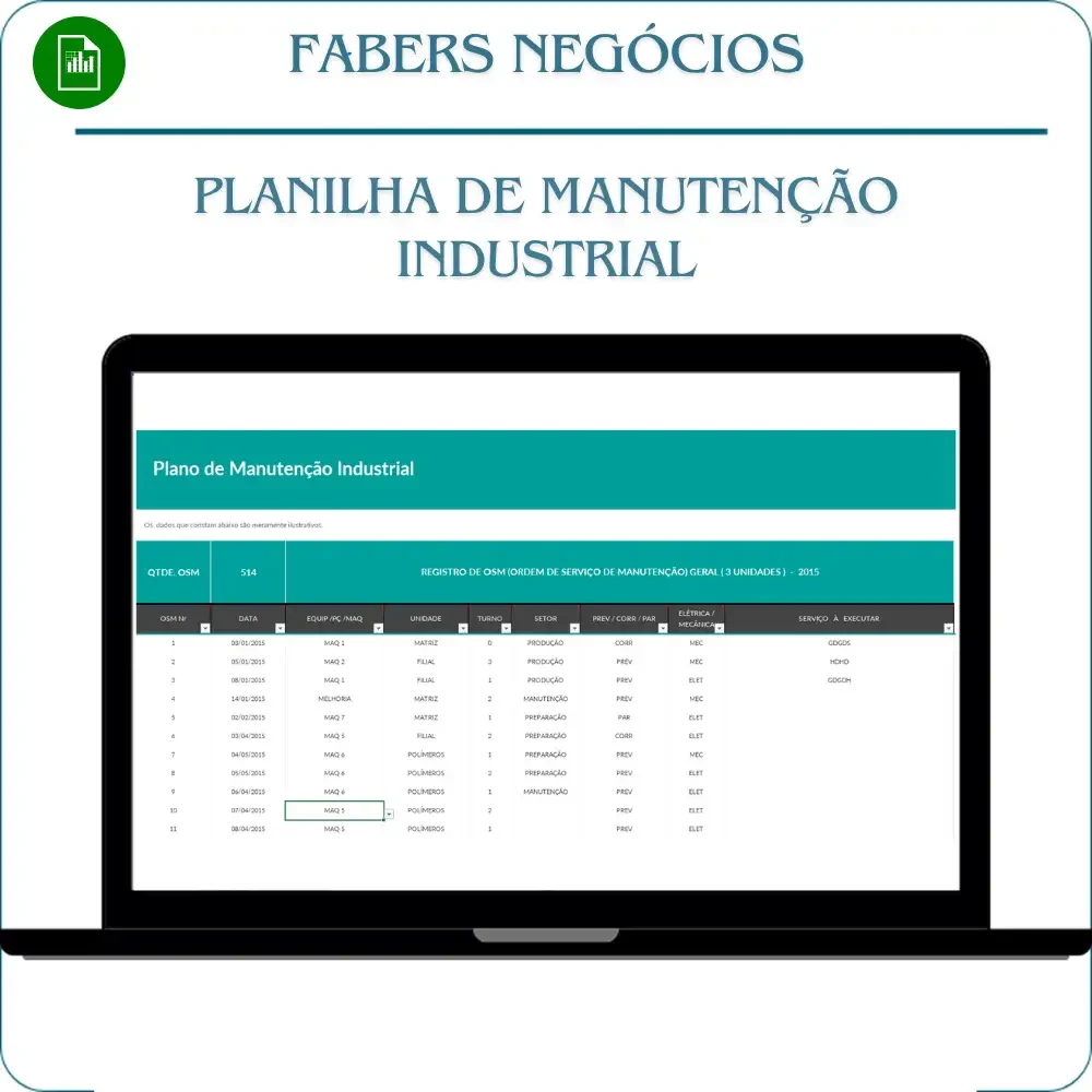 Planilha de manutenção industrial
