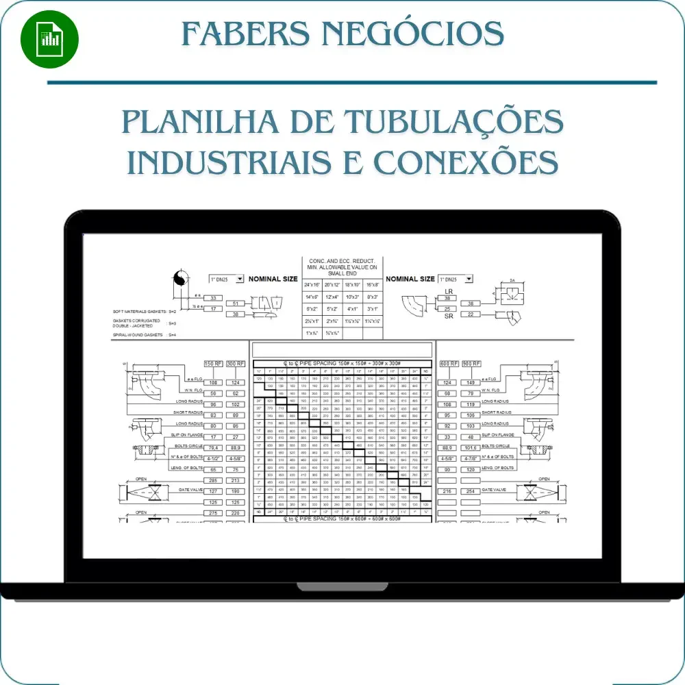 Planilha para dimensionamento de tubulações e conexões industriais