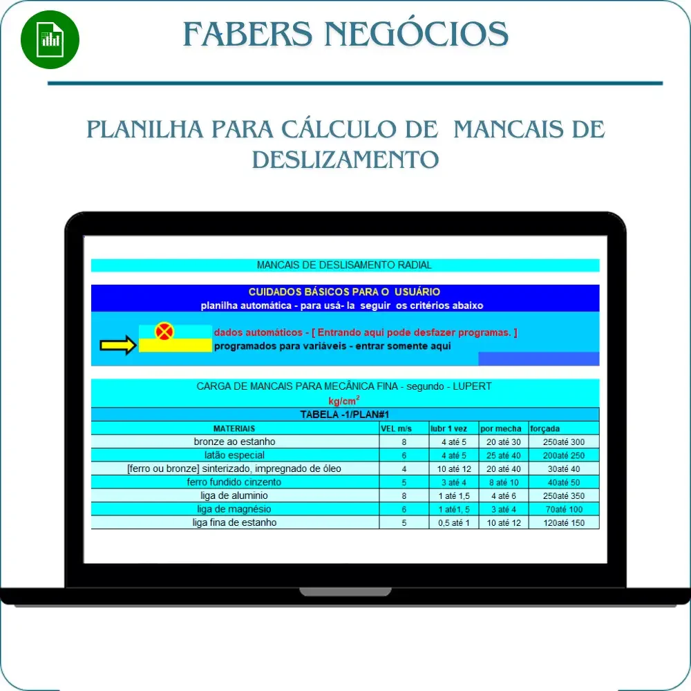 Planilha para Cálculo de Mancais de Deslizamento