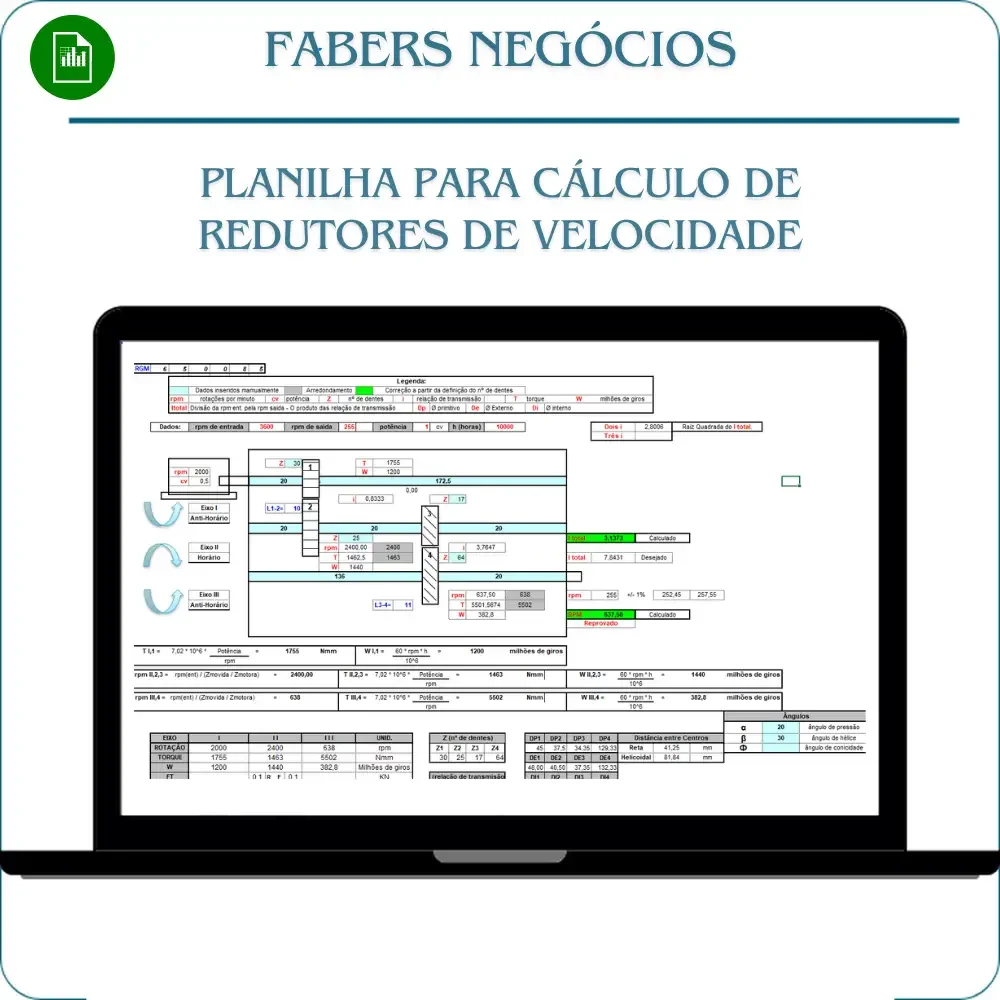 Planilha para Cálculo de Redutores de velocidade