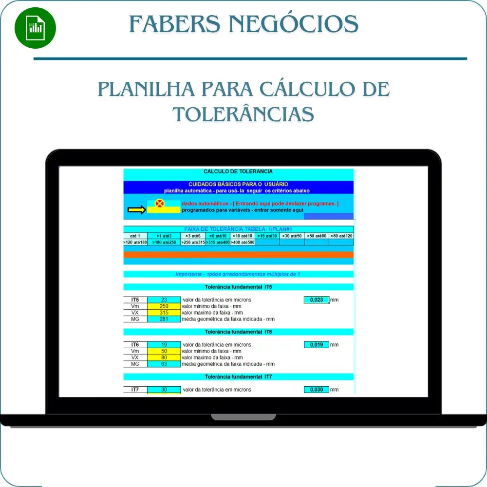 Planilha para Cálculo de Tolerâncias